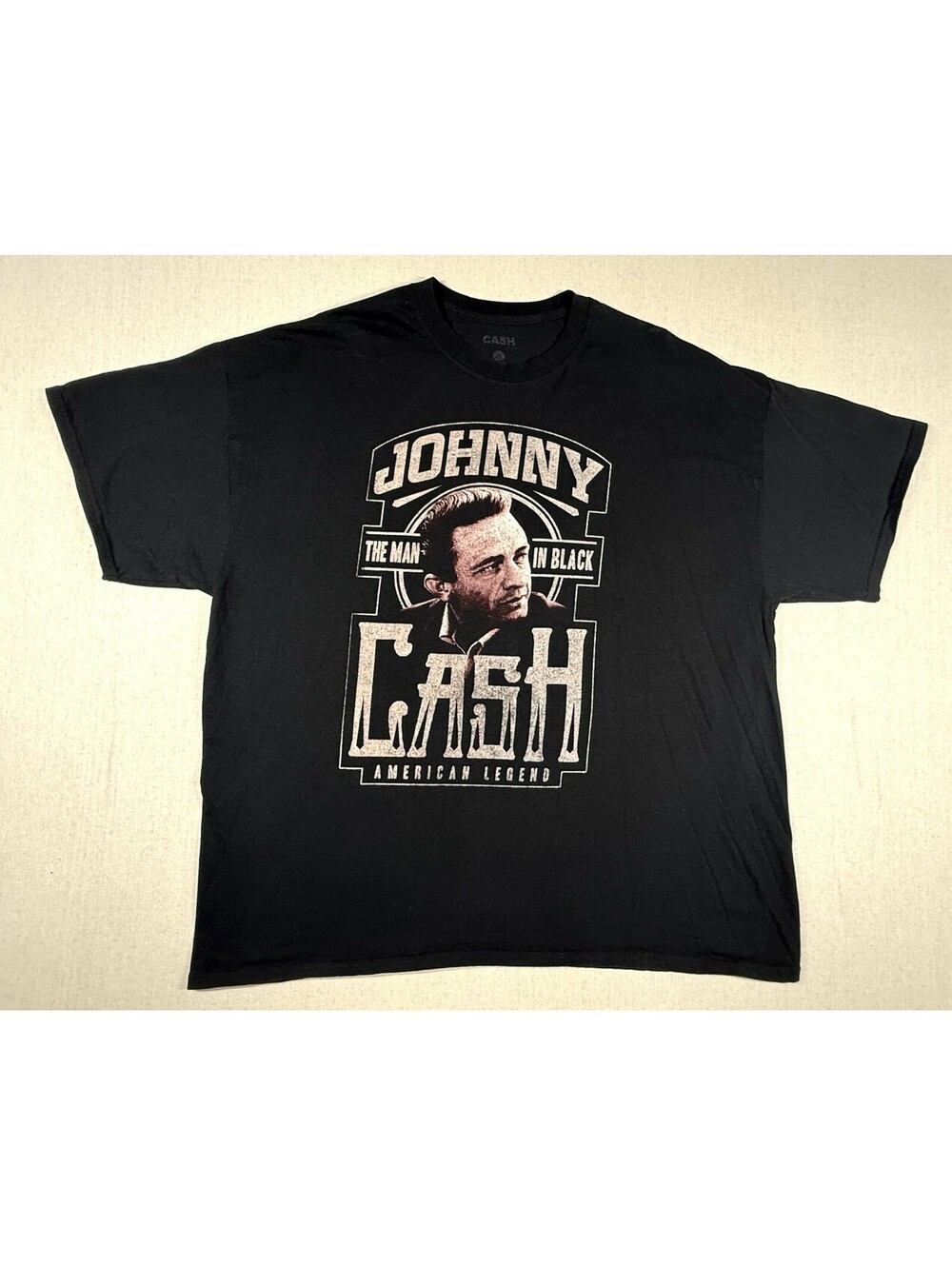 Johnny Cash Shirt Mens 2XL Black Man In Black Country Music Short Sleeve Casual
